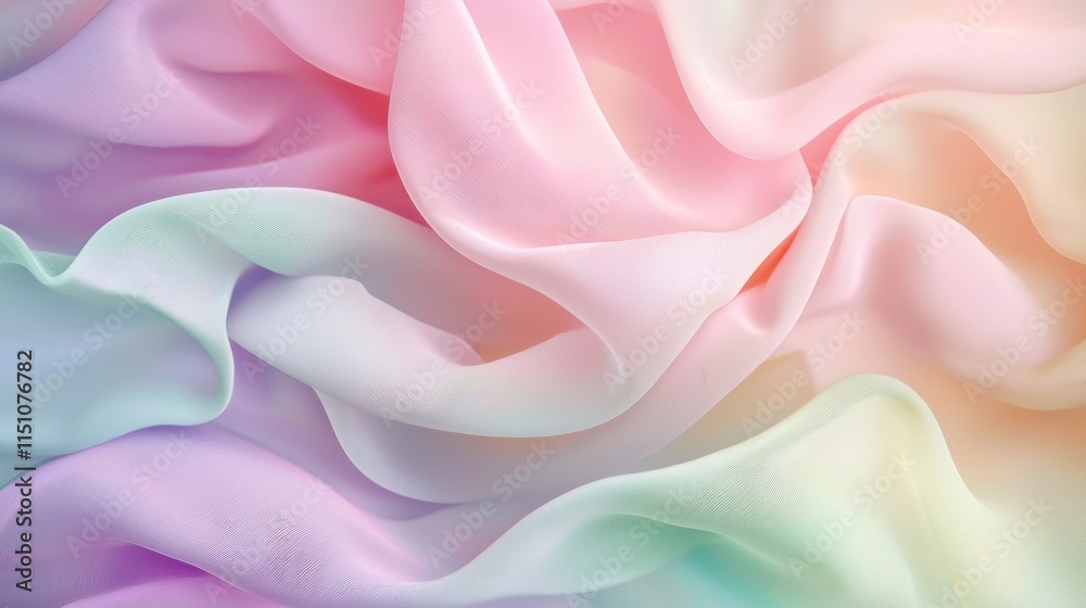 Fototapeta premium Pastel Fabric Draped in Soft Waves of Color