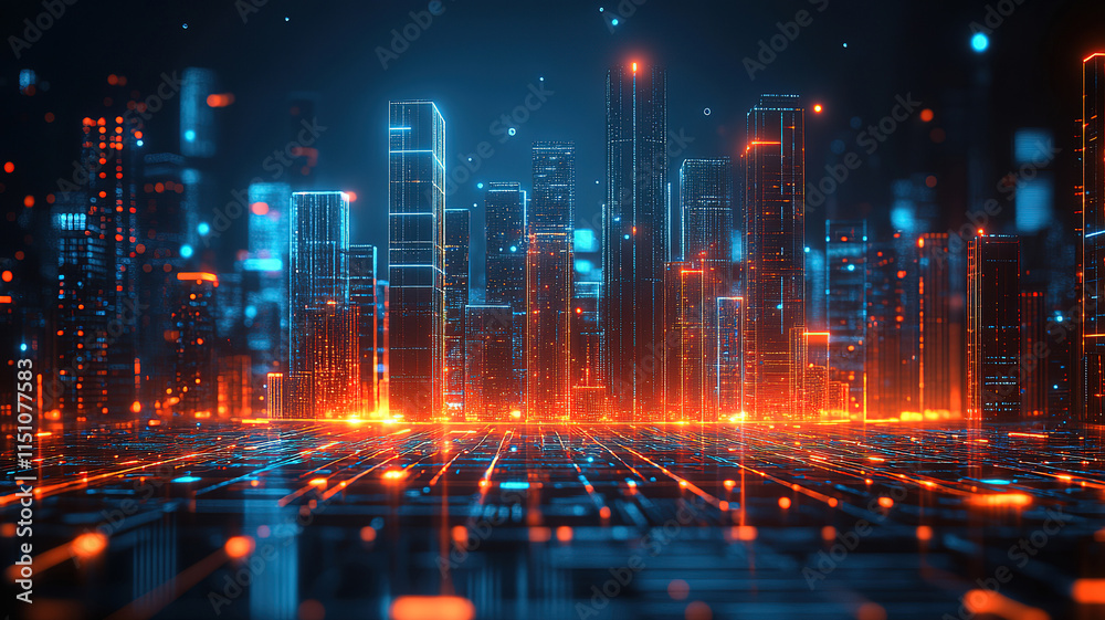 Naklejka premium Wireless 5G Networks and Social Media Integration in Smart Digital Cities