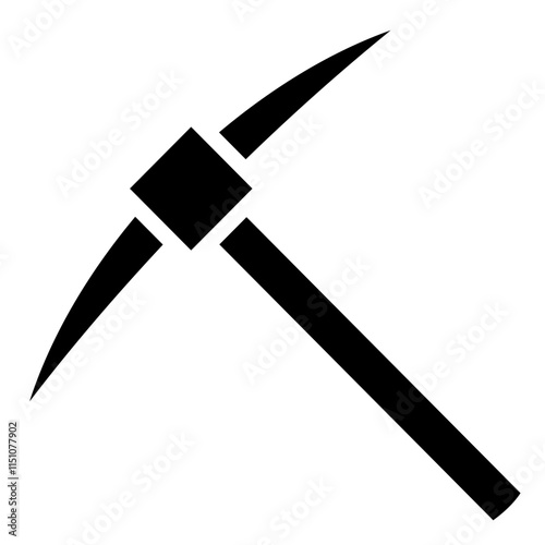 Pickaxe Icon, Black And White Glyph Icon Vector