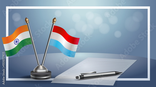 Small national flag of Russian and Luxembourg flag Relation, Template banner vector Illustration