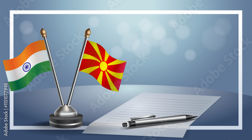 Small national flag of Russian and Macedonia flag Relation, Template banner vector Illustration