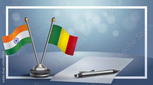 Small national flag of Russian and Mali flag Relation, Template banner vector Illustration