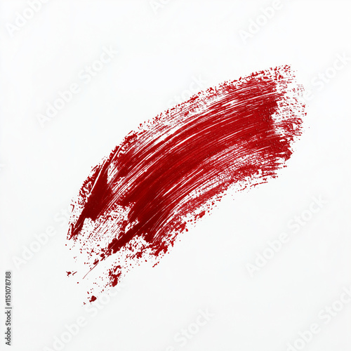 Smudged carmine red swatch stroke isolated white background