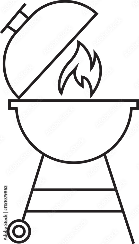 Grill icon in line style. Bbq and sausage symbol, logo illustration for barbeque card design, poster, holiday template and summer picnic. Sign meat and food vector isolated on transparent background. Grill icon in line style. Bbq and sausage symbol, logo illustration for barbeque card design, poster, holiday template and summer picnic. Sign meat and food vector isolated on transparent background.