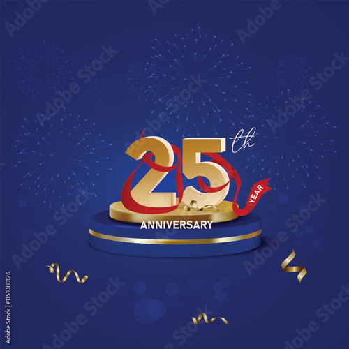 Elegant 25th anniversary design gold