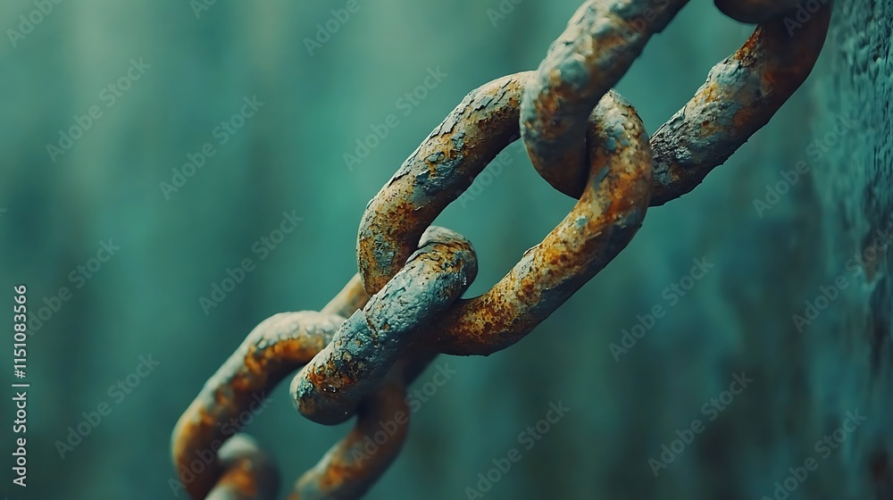 Close-up of rusty metal chain links. Close-up of rusty metal chain links.