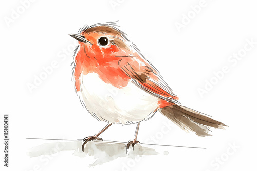 Vibrant Watercolor Illustration of a Small Colorful Bird with Delicate Features and Soft Brush Strokes