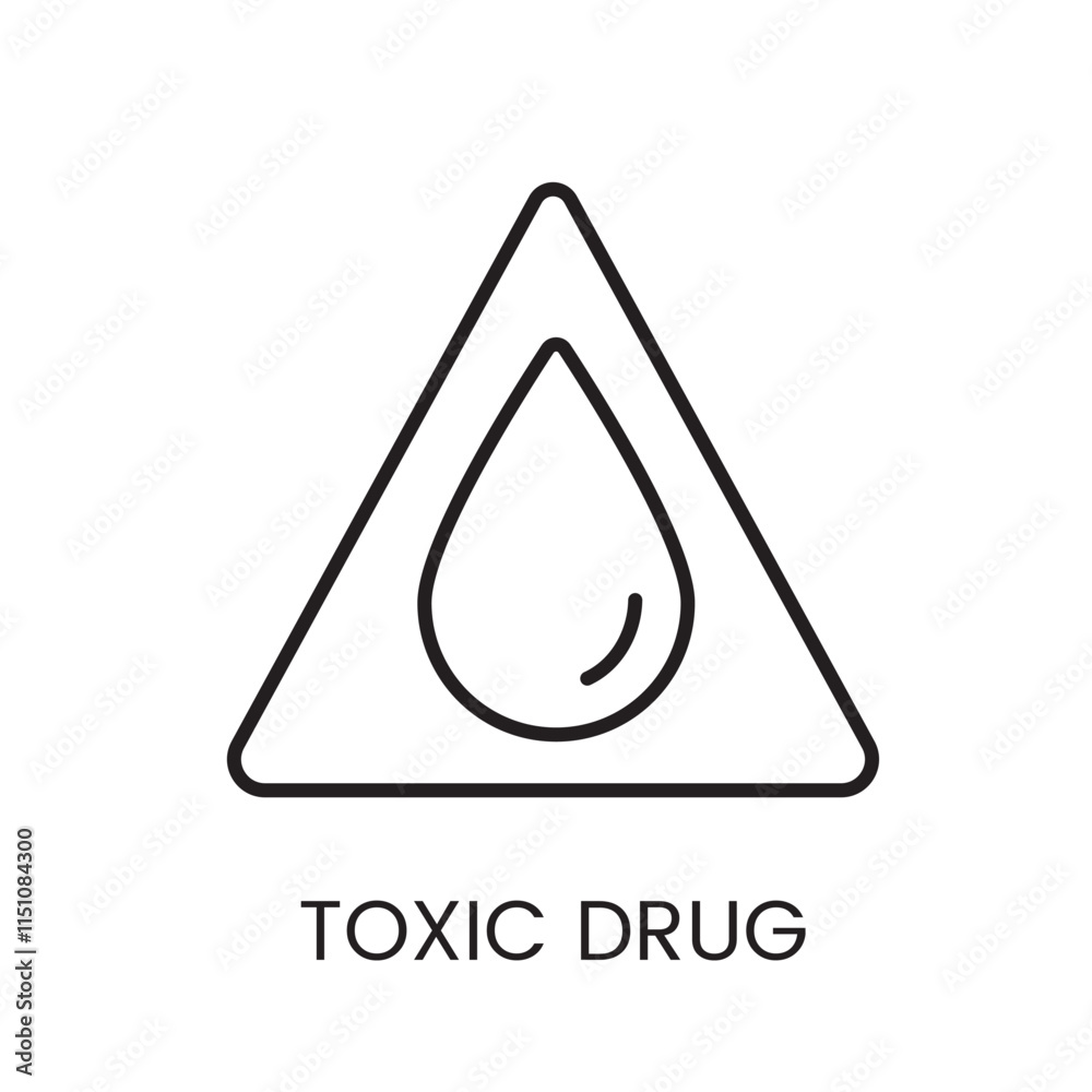 A vector linear icon of a triangular warning sign with a droplet symbol inside with an editable stroke A vector linear icon of a triangular warning sign with a droplet symbol inside with an editable stroke