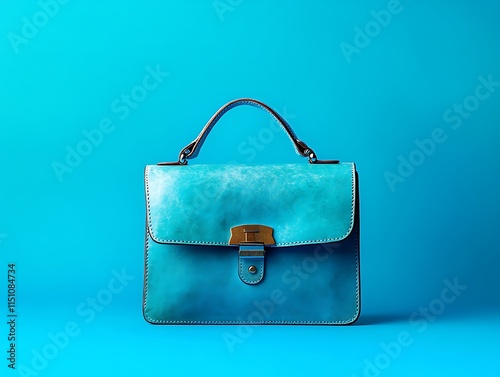 A trendy women's purse on a vibrant blue background photo