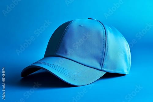 A vibrant baseball cap on a blue background photo