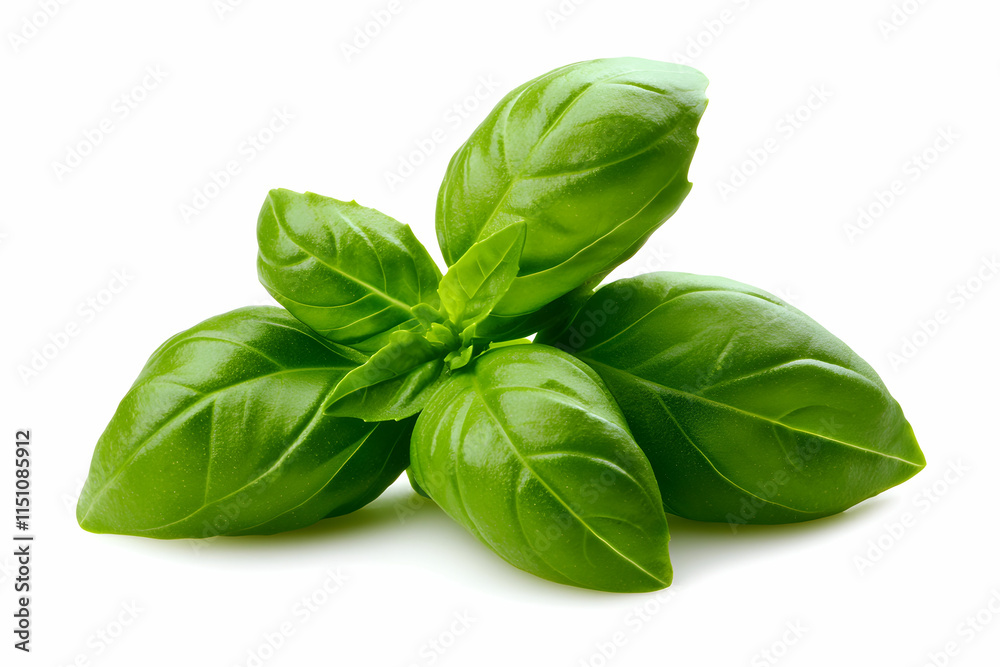 Fresh Basil Leaves on White Background for Culinary and Food Photography Use Fresh Basil Leaves on White Background for Culinary and Food Photography Use