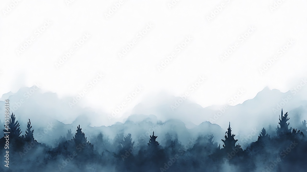 Misty mountain forest illustration. Misty mountain forest illustration.