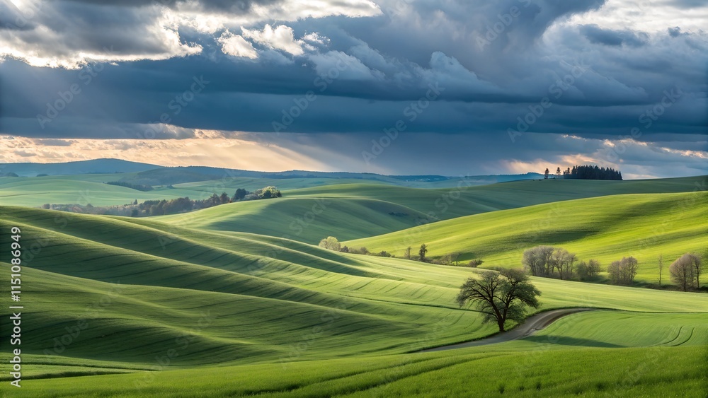 Obraz premium landscape with hills and blue sky