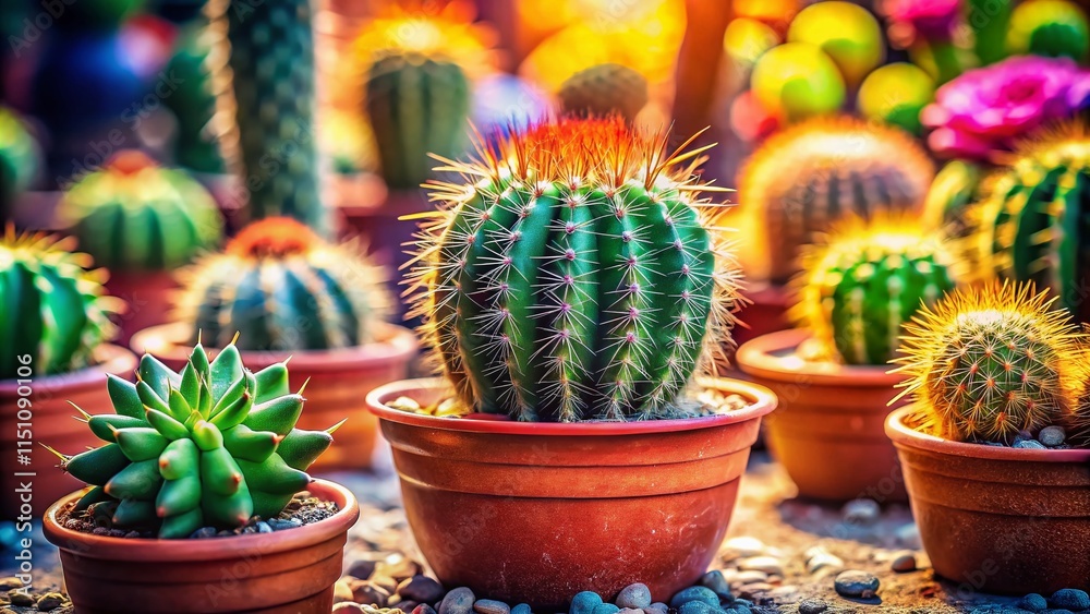 Cartoon Ornamental Cactus Tilt-Shift Illustration Cartoon Ornamental Cactus Tilt-Shift Illustration