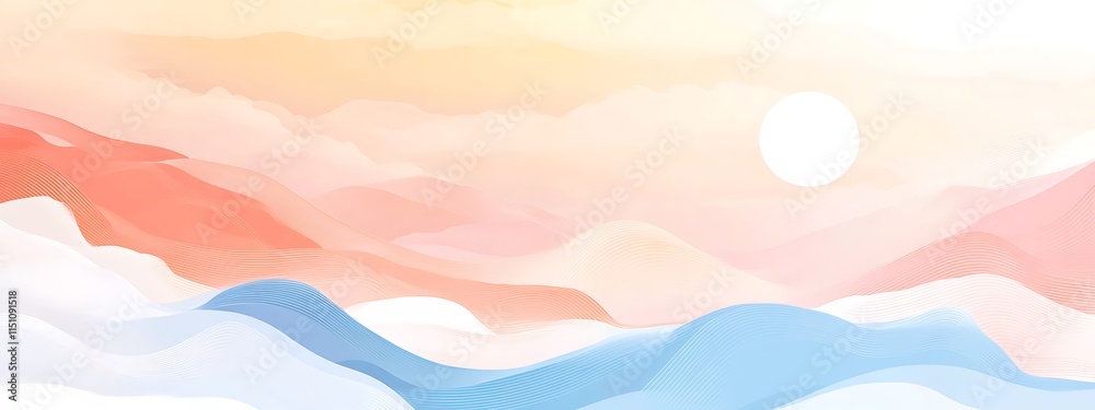 Pastel mountains with sun. Pastel mountains with sun.