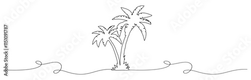 vector line art of coconut trees on the beach