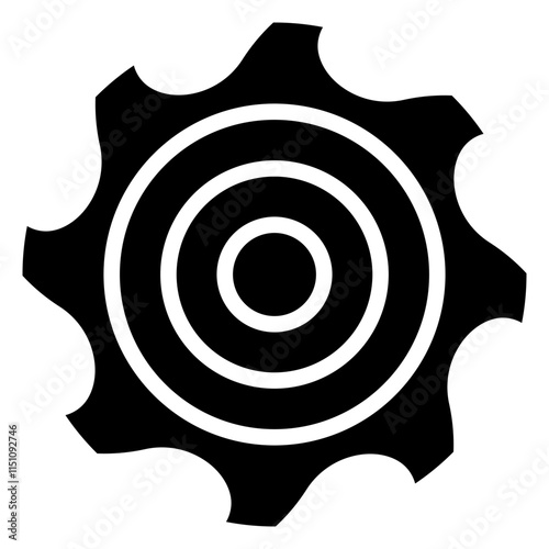 Saw Blade Icon, Black And White Glyph Icon Vector