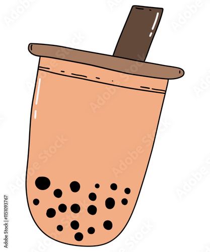 Bubble tea cup design, milk tea , yummy drinks doodle elements, drawing vector, isolated  illustration