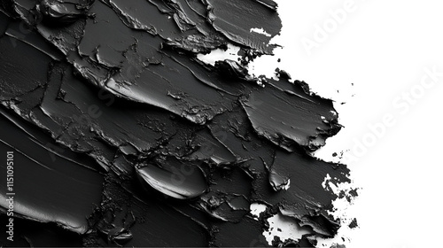 Black Acrylic Paint Texture, Impasto, Abstract Art, Brushstrokes, Canvas, Palette Knife, Thick, Mono