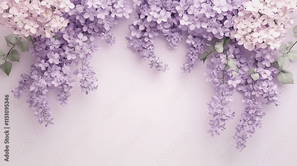 Lilac floral border on soft pink. Lilac floral border on soft pink.