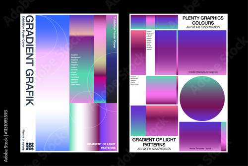 aesthetics colorful gradient layout poster cover print abstract geometric element shapes front page banner flyer exhibition annual graphic design collection circle square bold typography images 