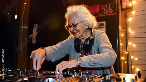 Grandma DJing at a party