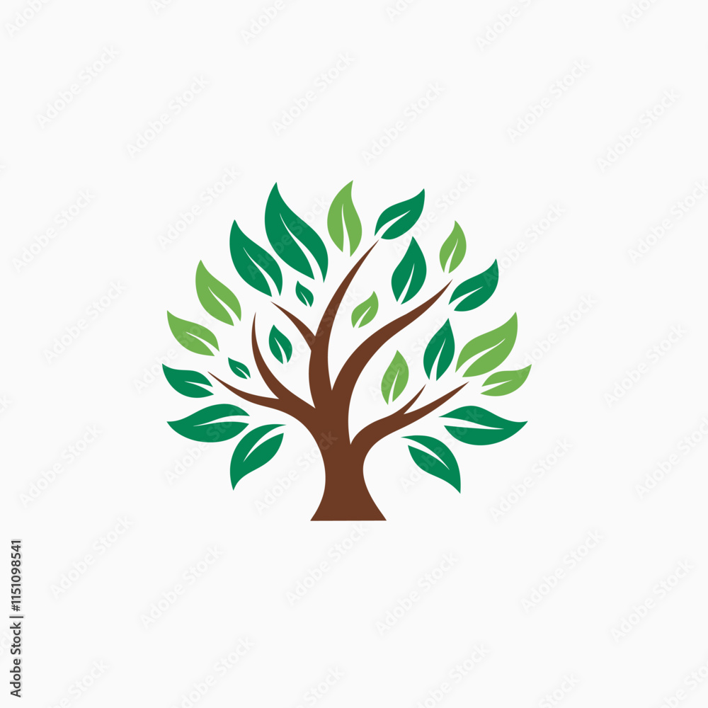 Obraz premium Tree with Leaves Logo Vector 