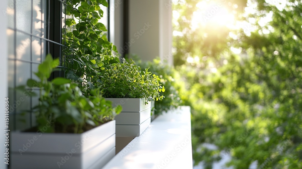 clean and serene balcony garden attached to sustainable apartment with soft natural light clean and serene balcony garden attached to sustainable apartment with soft natural light