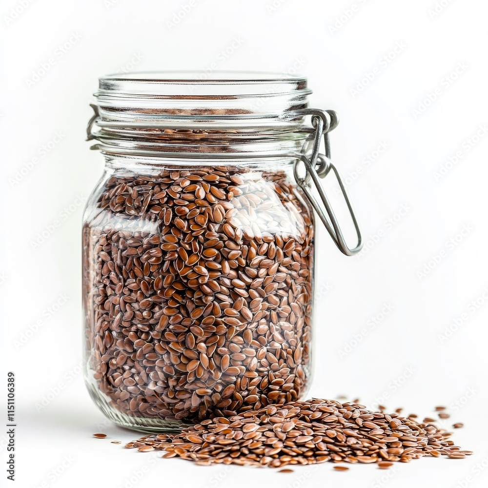 Flax seeds, close-up on white, for healthy diet. Flax seeds, close-up on white, for healthy diet.