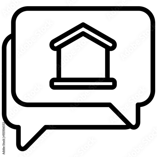 Real Estate Consultation Icon, Black And White Outline Icon Symbol