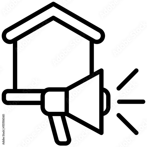 Real Estate Marketing Icon, Black And White Outline Icon Symbol