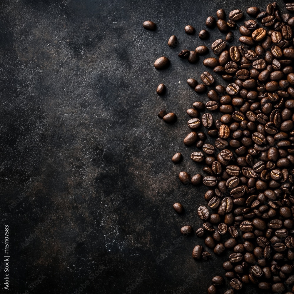 Coffee beans on dark surface. Coffee beans on dark surface.