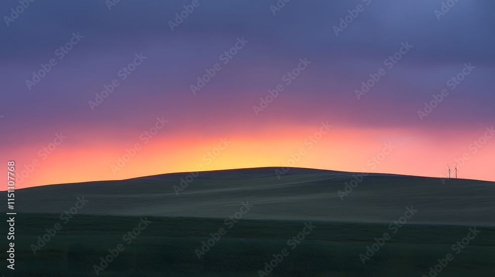 Fototapeta premium Vibrant Sunset over Rolling Hills