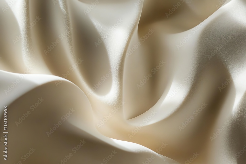 Fototapeta premium close-up of smooth cream texture forming organic waves with faint shadows under soft natural light