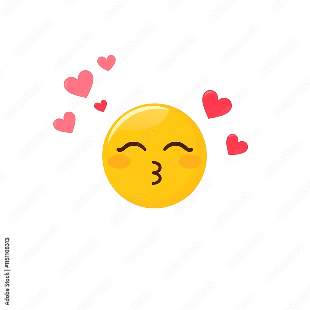 kiss emoji with hearts floating around, generative ai kiss emoji with hearts floating around, generative ai