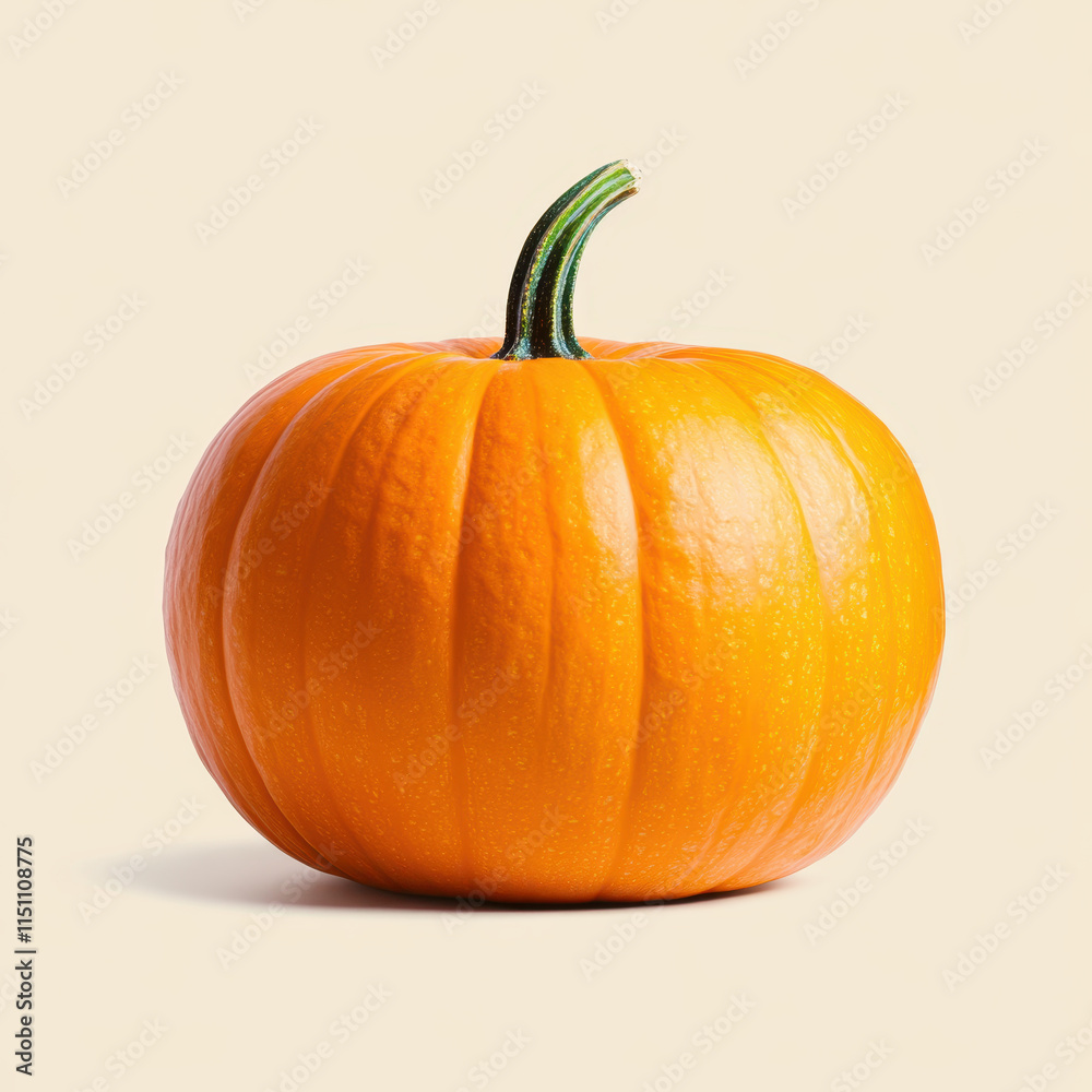 Obraz premium bright orange pumpkin with curly green stem