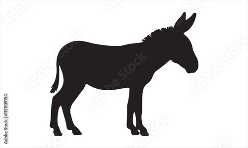 Donkey silhouette vector art on white background 