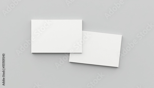 Set of clean business card mockups stacked on a minimalistic background for branding design concept