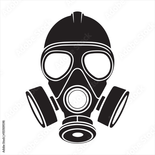 Gas Mask silhouette vector art on white background  photo