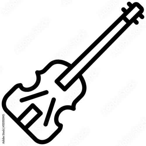 Violin Icon, Black And White Outline Icon Symbol