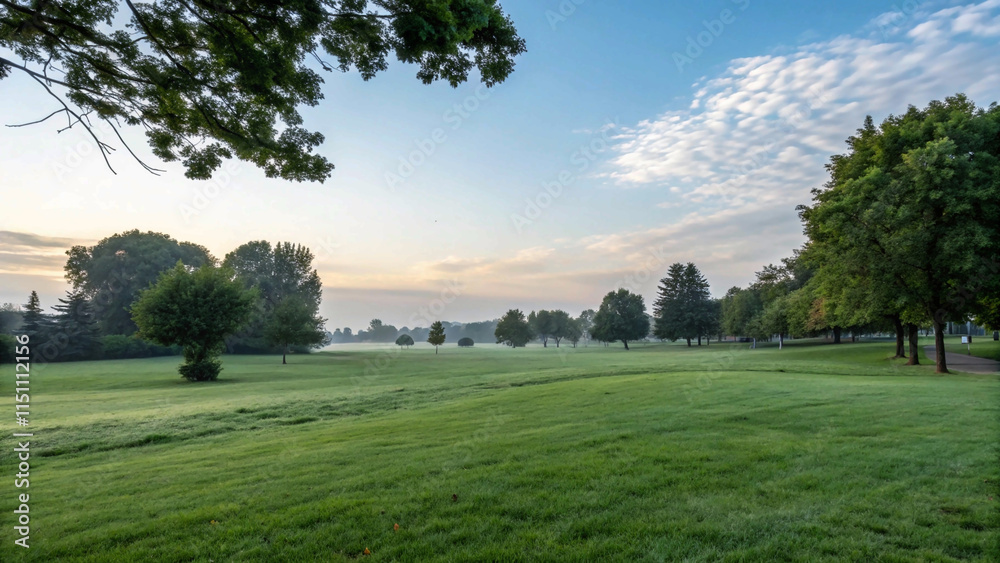 landscape with trees and sky, Beautiful landscape in park with tree and green grass field at morning, wallpaper landscape with trees and sky, Beautiful landscape in park with tree and green grass field at morning, wallpaper