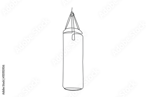 Punchbag continuous one line drawing. Heavy bag single line art illustration. Editable vector.