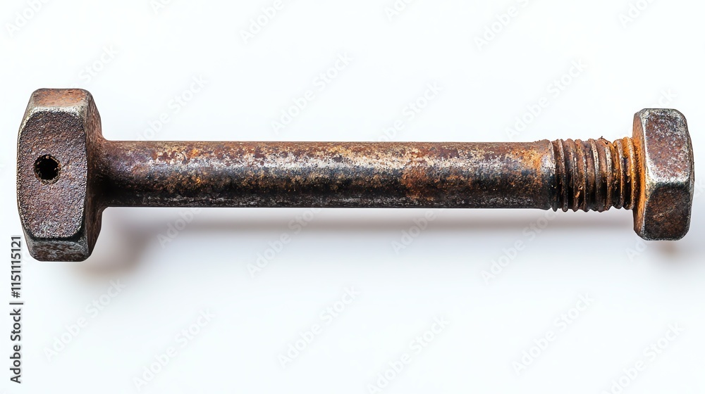Rusty bolt with nut on white isolate background. Rusty bolt with nut on white isolate background.
