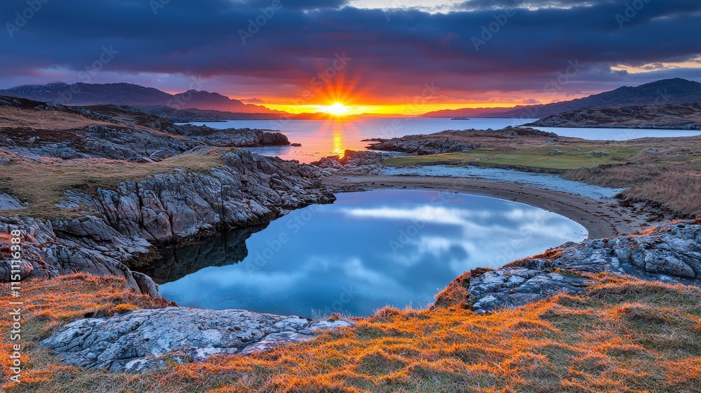 Stunning Sunset over Coastal Cove Stunning Sunset over Coastal Cove