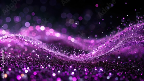 Extreme close-up purple sparkles flowing wave with dark background , purple, sparkles, flowing, wave, close-up, extreme