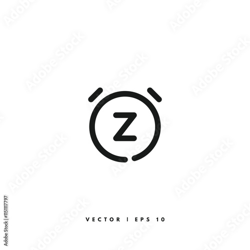 Bell Snooze Icon. Editable Stroke