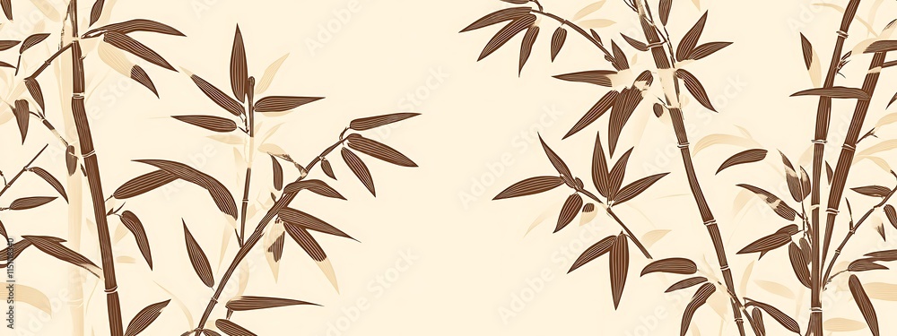 Bamboo stalks and leaves on beige. Bamboo stalks and leaves on beige.