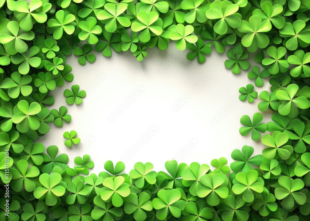 St. Patrick's Day Shamrock Border - 3D Illustration St. Patrick's Day Shamrock Border - 3D Illustration
