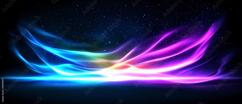 Fototapeta premium Abstract Cosmic Nebula Vibrant Rainbow Swirl Glowing Energy Digital Art