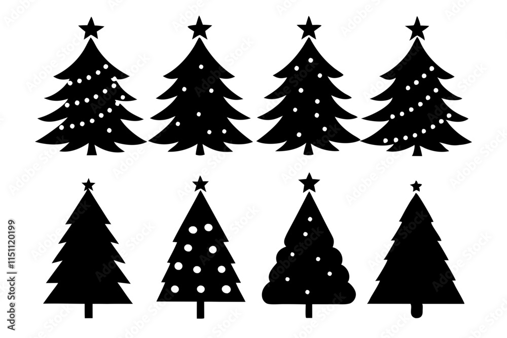 Obraz premium set of christmas trees silhouette